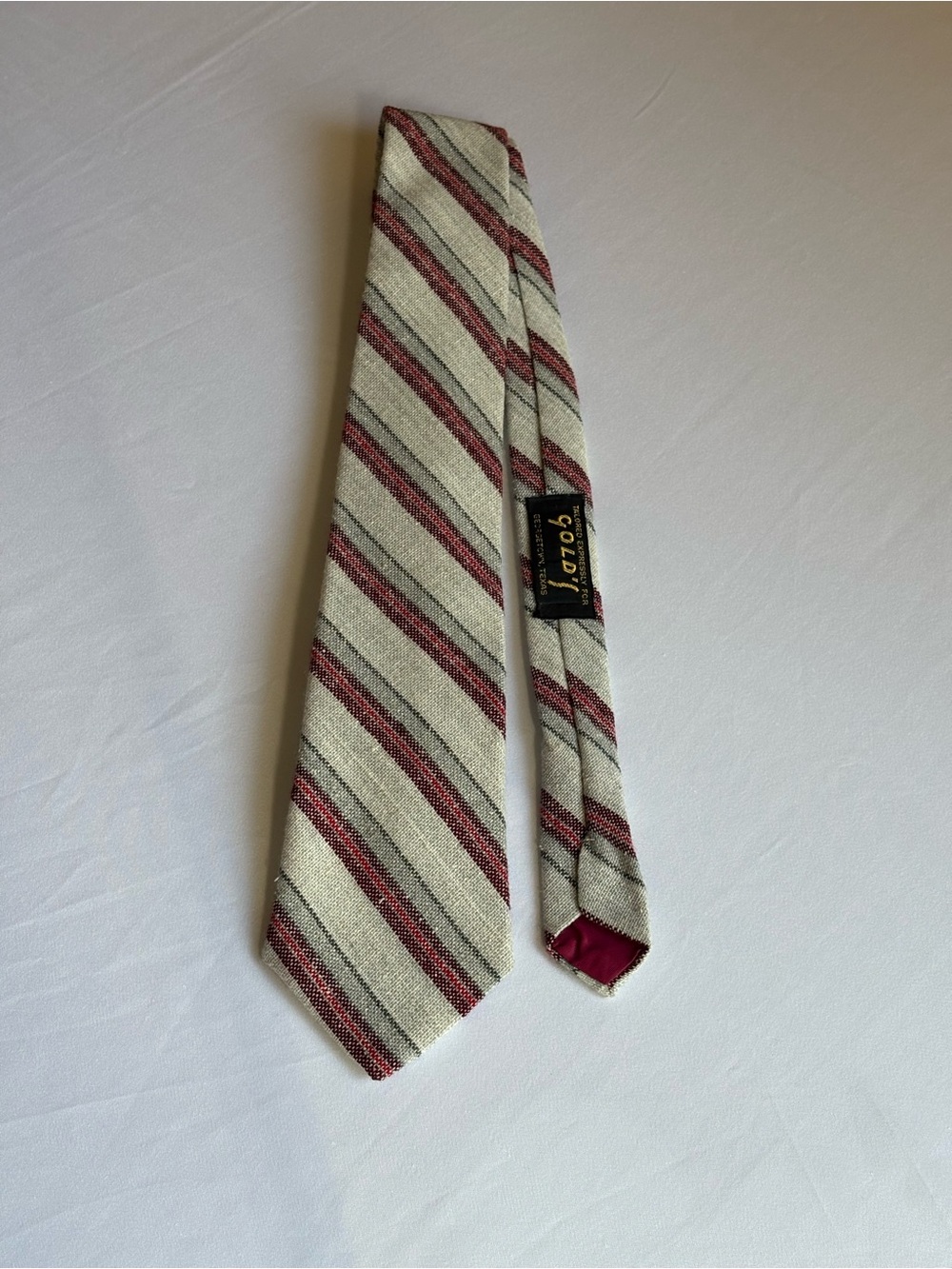 Vintage Lilly Daché Striped Silk Tie Gold's Georgetown Texas Metal Chain Keeper